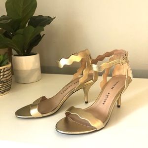 Brand new gold kitten heels with scalloped detail